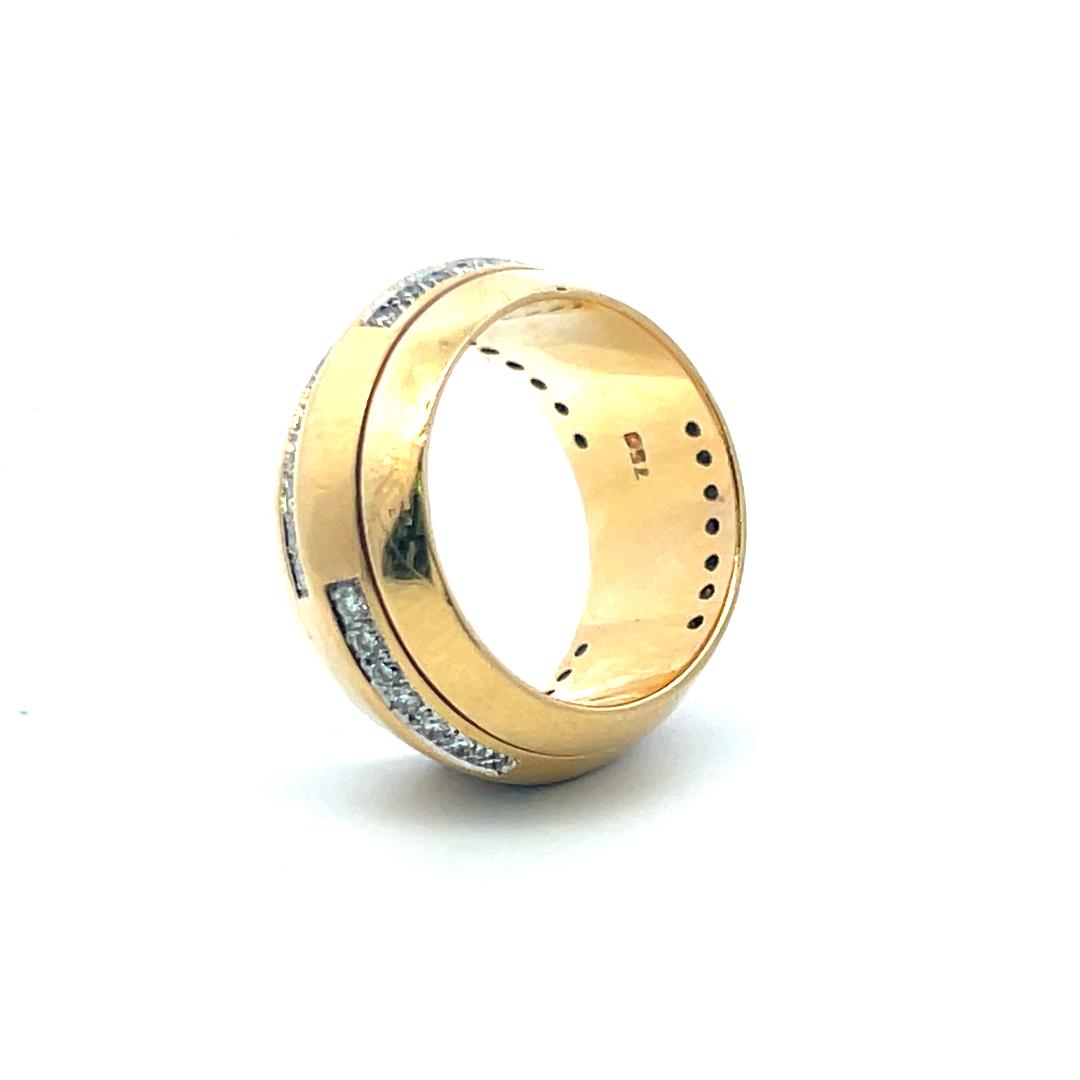 18K Yellow Gold Band Ring with 0.63 Carat Round H-VS Diamonds Size 6.5