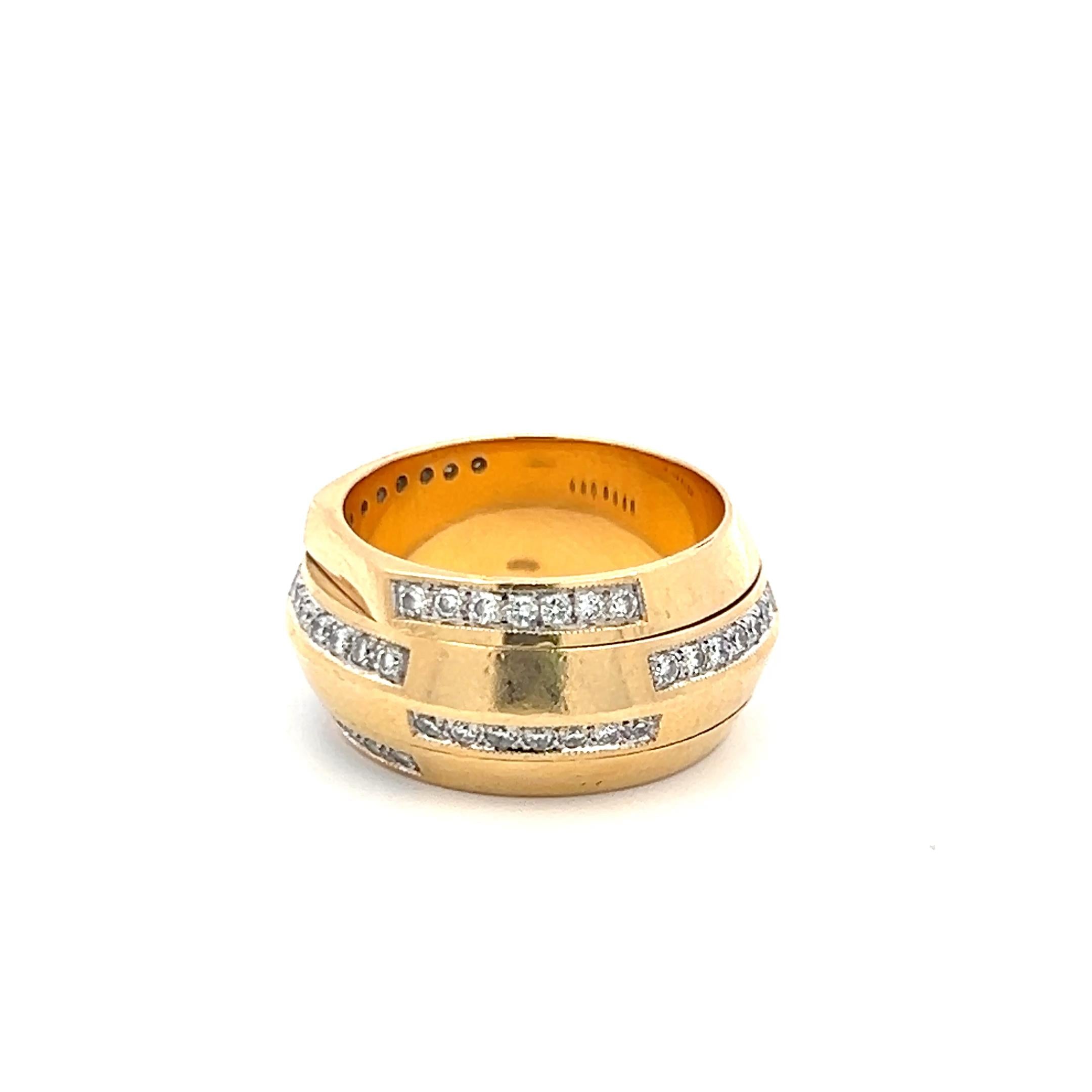 18K Yellow Gold Band Ring with 0.63 Carat Round H-VS Diamonds Size 6.5