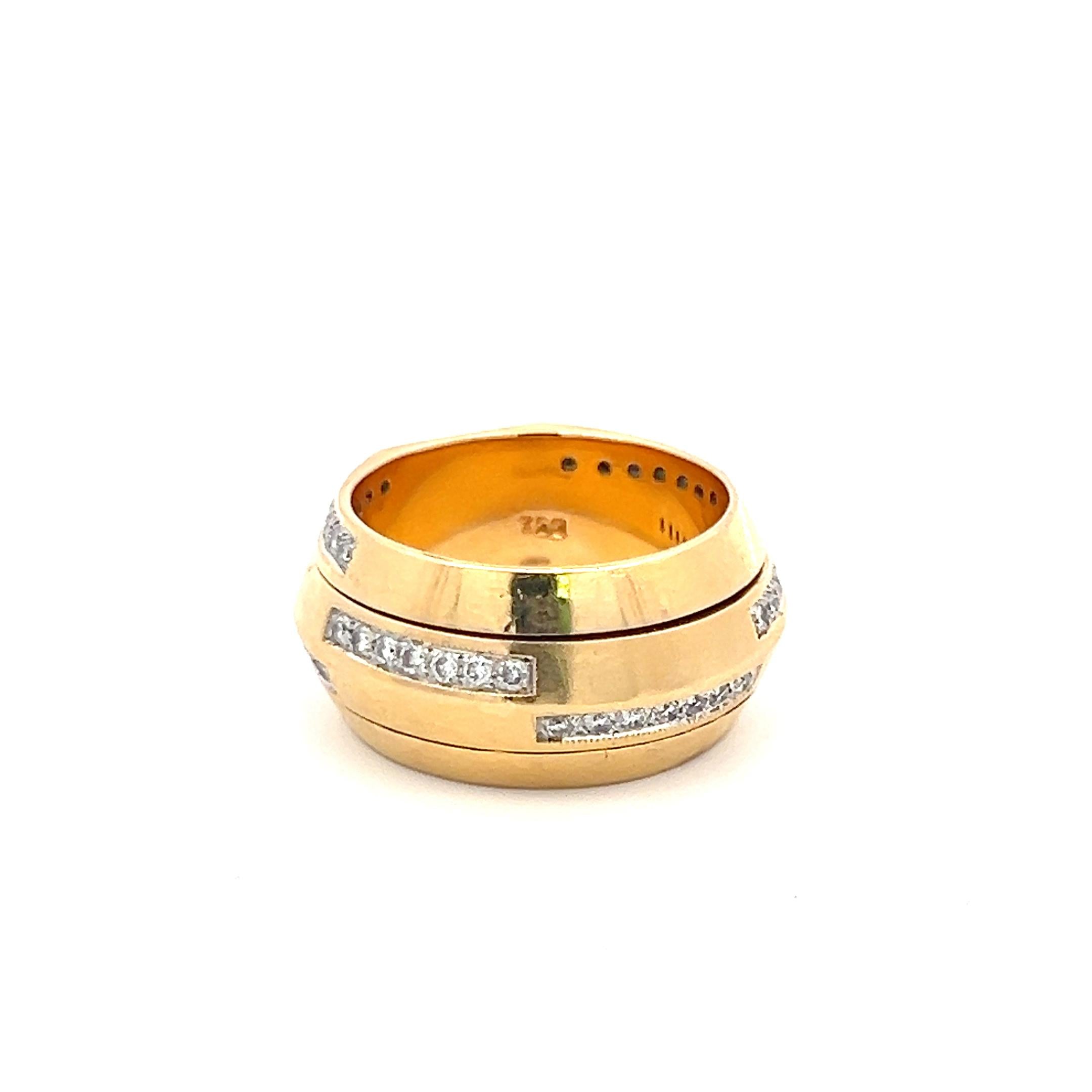 18K Yellow Gold Band Ring with 0.63 Carat Round H-VS Diamonds Size 6.5