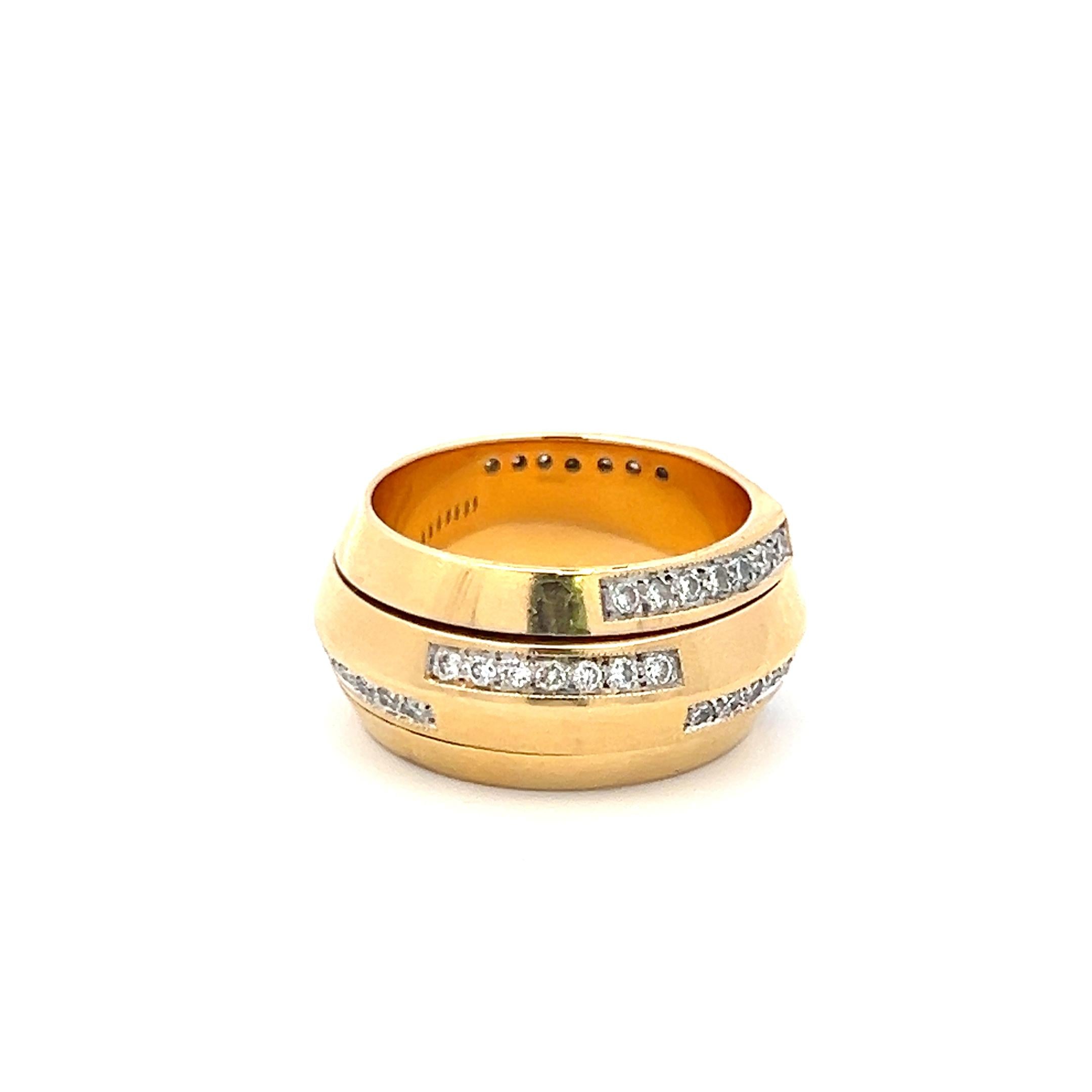 18K Yellow Gold Band Ring with 0.63 Carat Round H-VS Diamonds Size 6.5