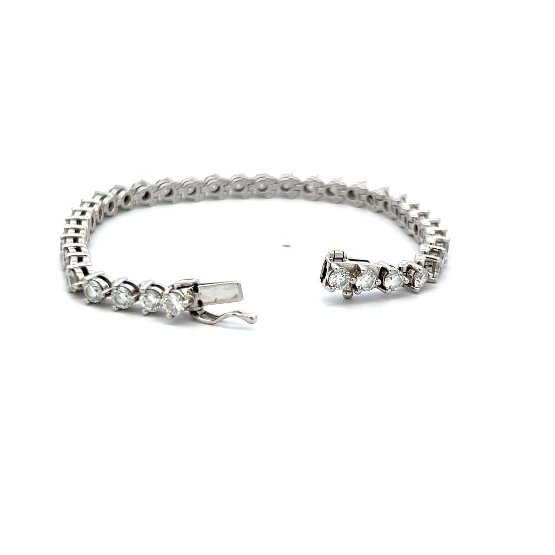 4.00 Carat Round Brilliant H VS Diamond 18 Karat White Gold Tennis Bracelet