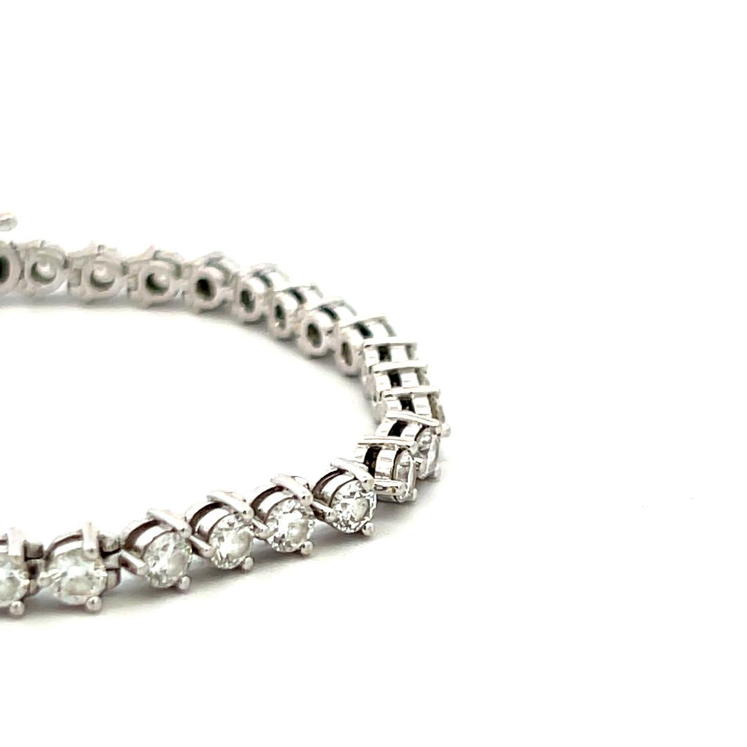 4.00 Carat Round Brilliant H VS Diamond 18 Karat White Gold Tennis Bracelet