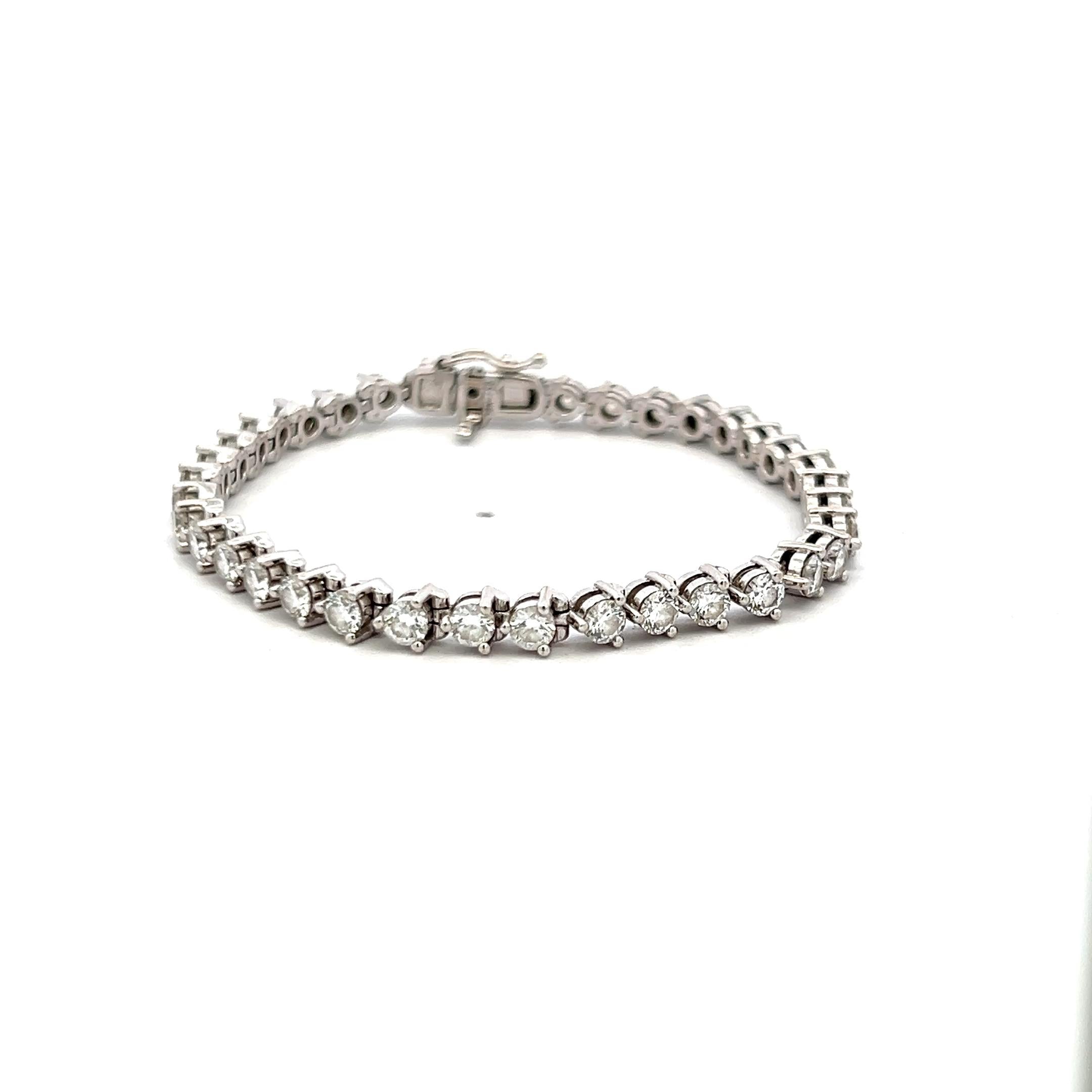 4.00 Carat Round Brilliant H VS Diamond 18 Karat White Gold Tennis Bracelet