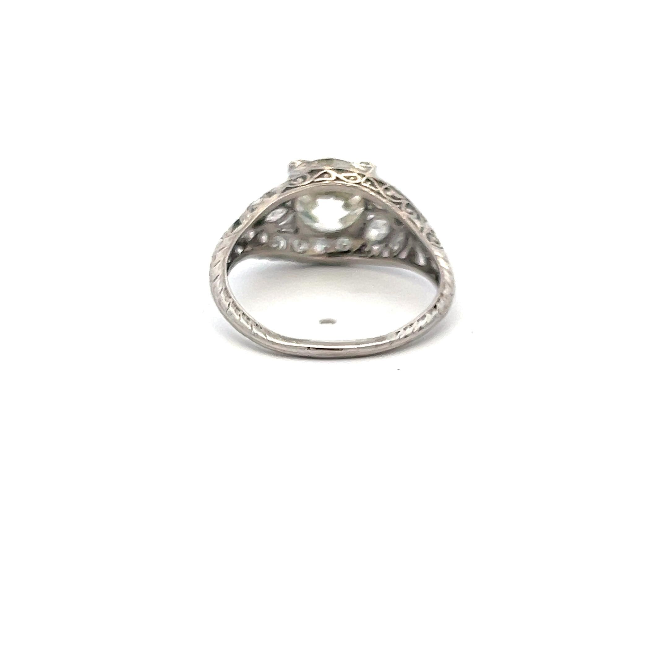 3.50 Carat Old European Cut and Marquis Shape Diamond Platinum Art Deco Ring