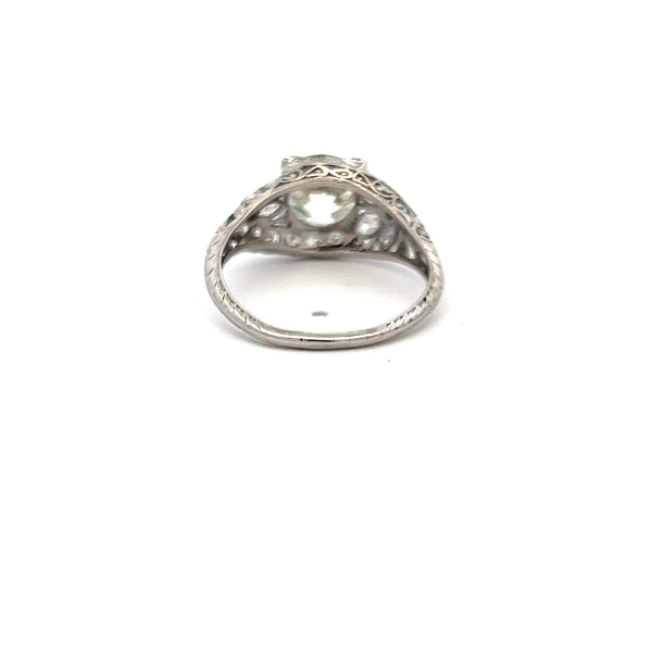 3.50 Carat Old European Cut and Marquis Shape Diamond Platinum Art Deco Ring
