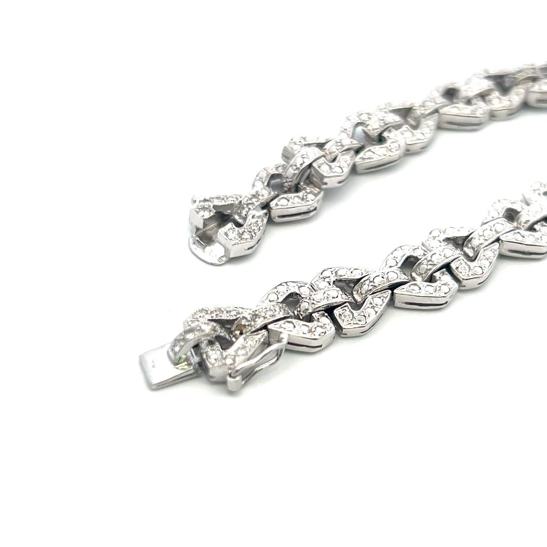 7.00 Carat Round Brilliant Diamond 2.00 Carat Sapphire 18K WG Link Bracelet
