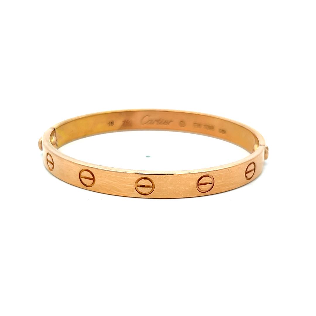 Cartier 18 Karat Rose Gold Love Bracelet Size 16