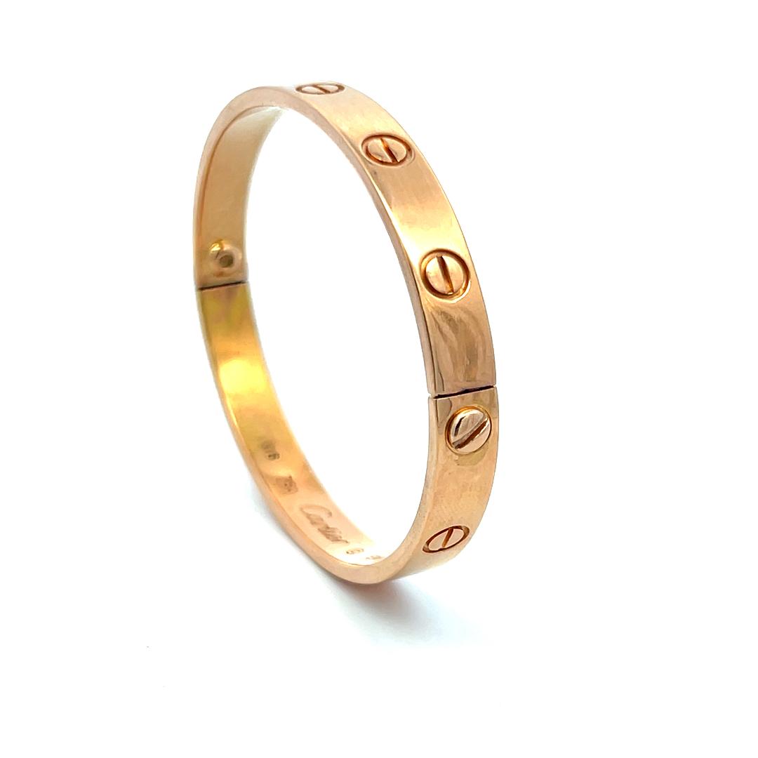 Cartier 18 Karat Rose Gold Love Bracelet Size 16
