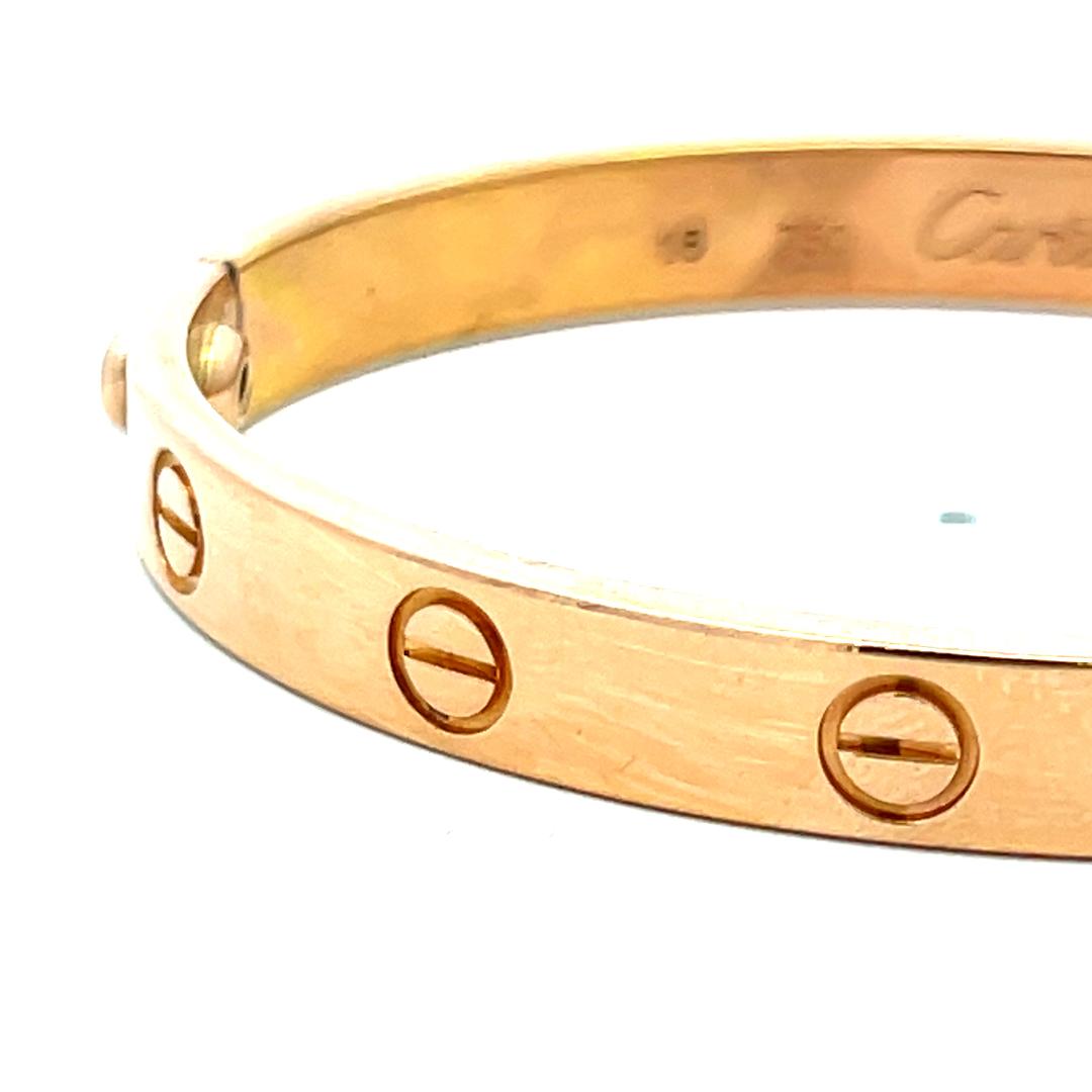 Cartier 18 Karat Rose Gold Love Bracelet Size 16