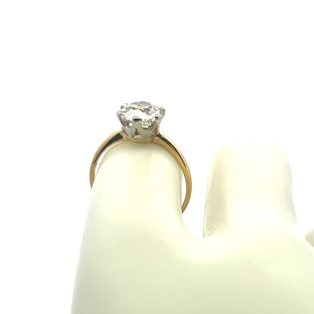 2.09 Carat Old European Cut Diamond 18K Two Tone Gold/Platinum Engagement Ring