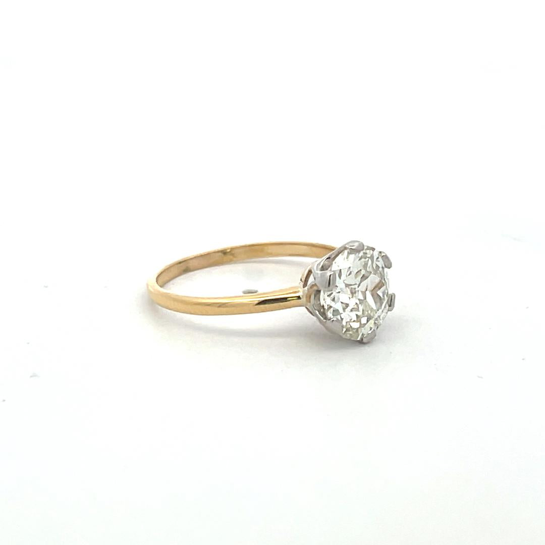 2.09 Carat Old European Cut Diamond 18K Two Tone Gold/Platinum Engagement Ring