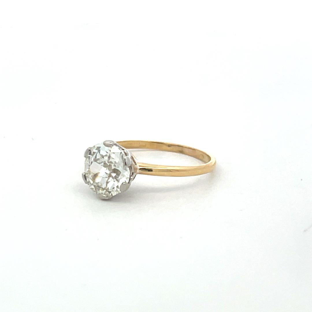 2.09 Carat Old European Cut Diamond 18K Two Tone Gold/Platinum Engagement Ring