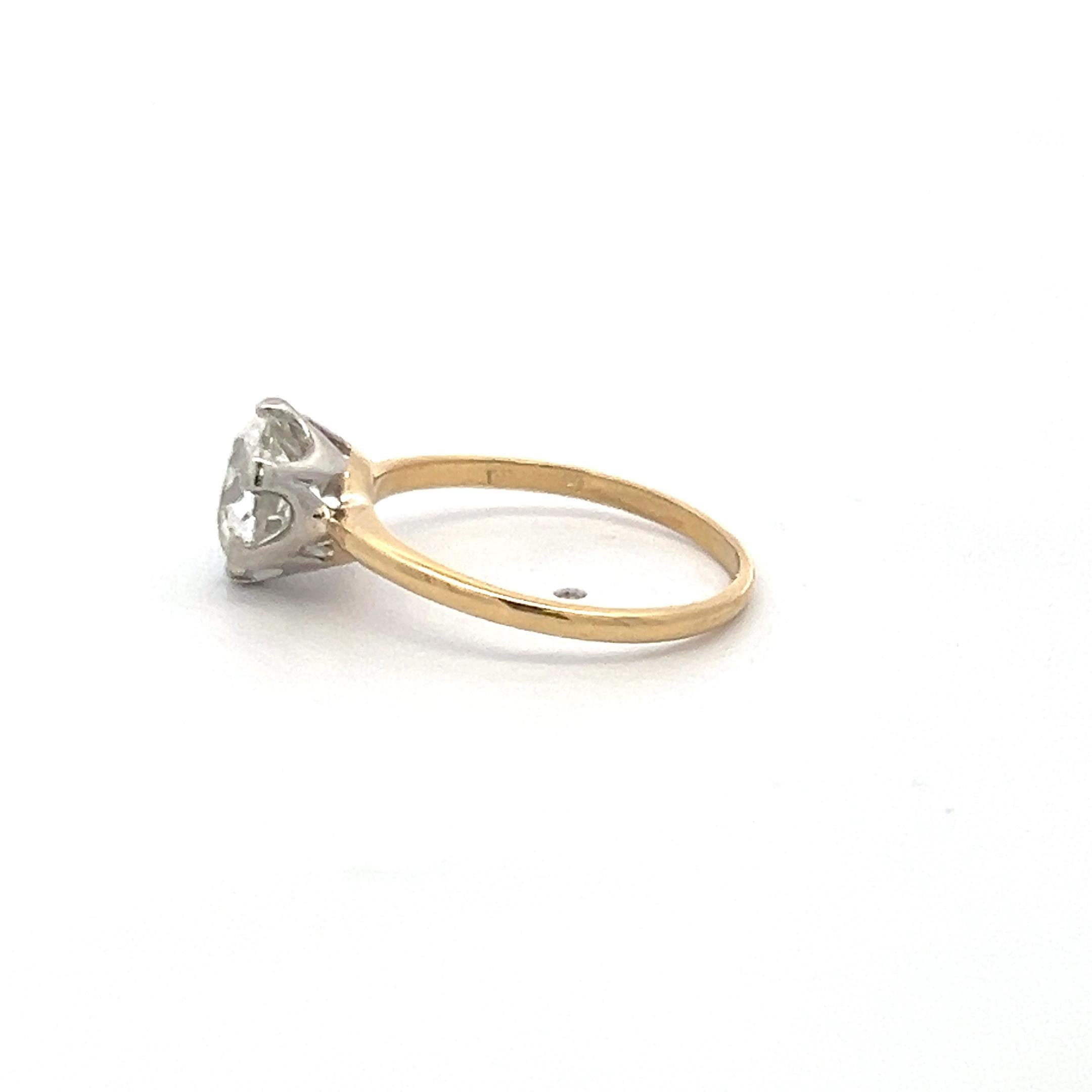 2.09 Carat Old European Cut Diamond 18K Two Tone Gold/Platinum Engagement Ring