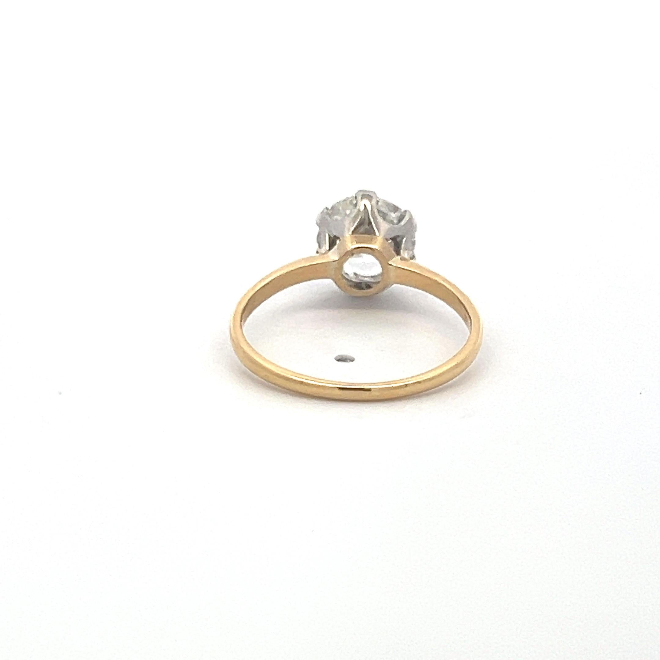2.09 Carat Old European Cut Diamond 18K Two Tone Gold/Platinum Engagement Ring