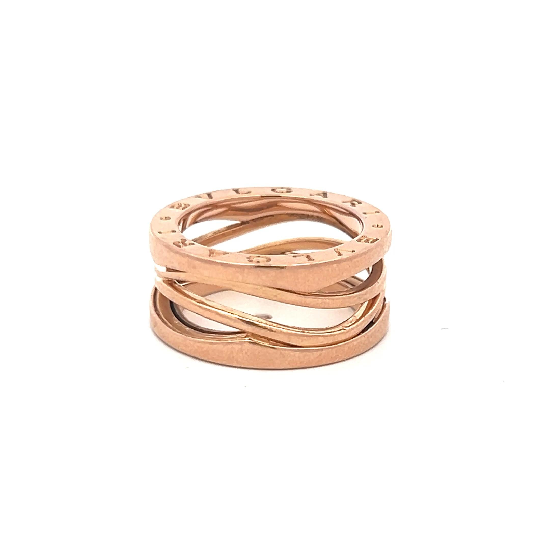 Bvlgari B.Zero1 Vintage 9.6 Grams Size 5.75 18 Karat Rose Gold Band Ring
