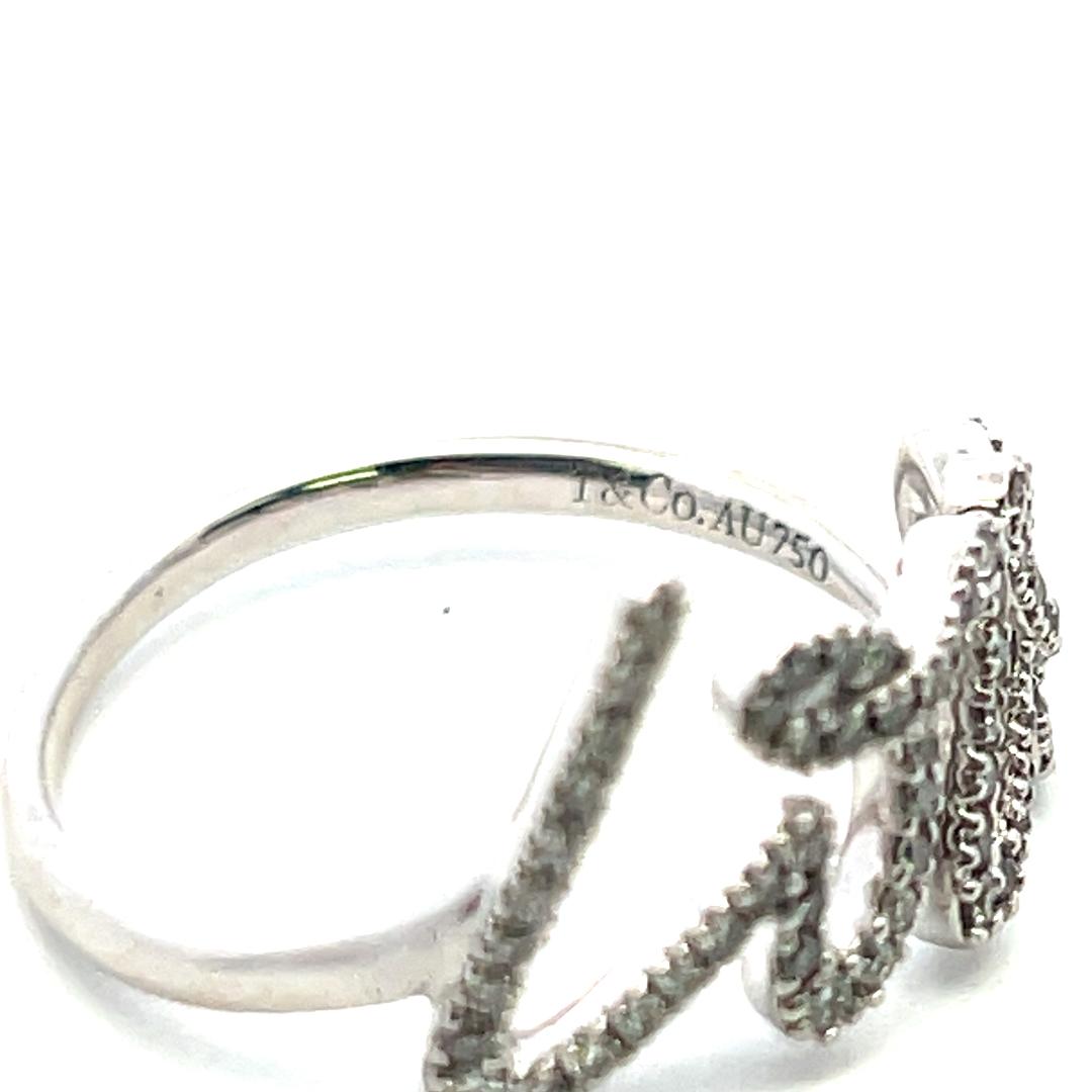 Tiffany & Co 0.20 Carat Round Diamond 18 Karat White Gold Cocktail Ring