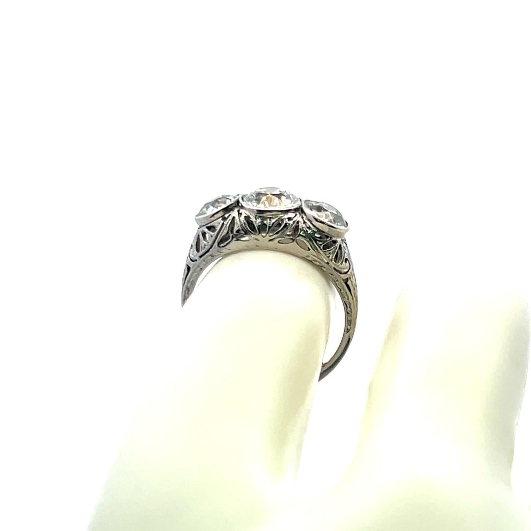 2.31 Carat Old European Cut I VS2 Diamond Platinum Three-Stone Ring