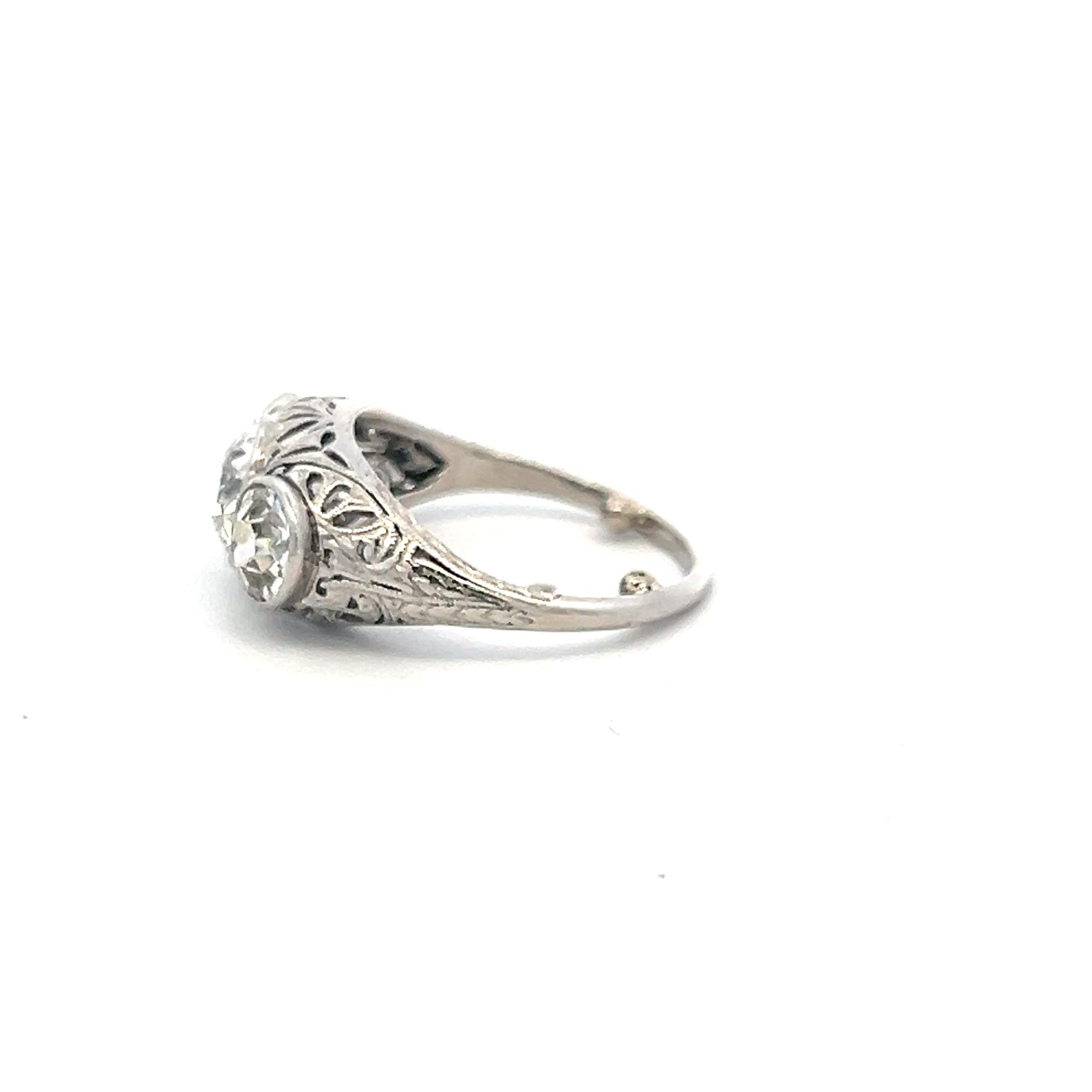 2.31 Carat Old European Cut I VS2 Diamond Platinum Three-Stone Ring