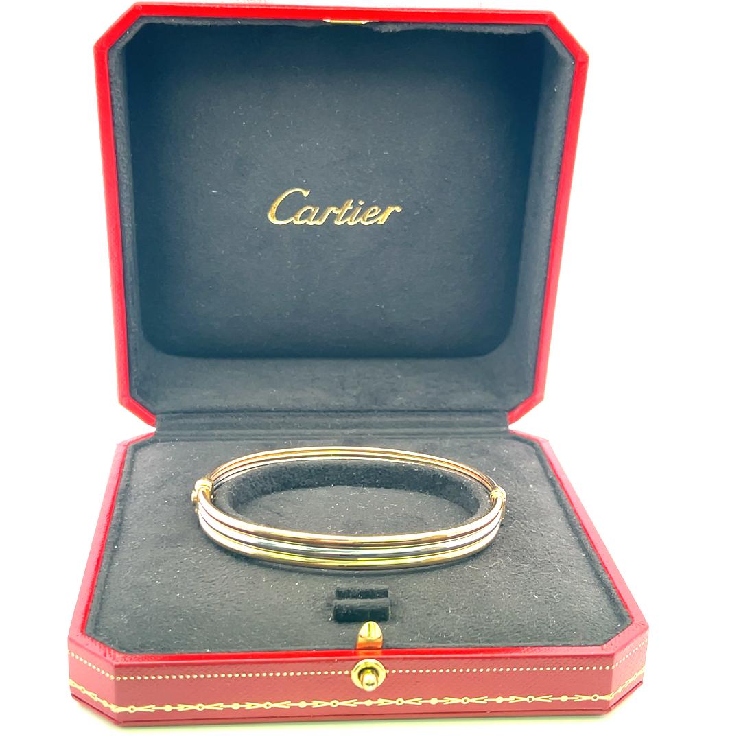 Cartier 18 Karat Tri Color Gold Bangle Trinity Bracelet With Box