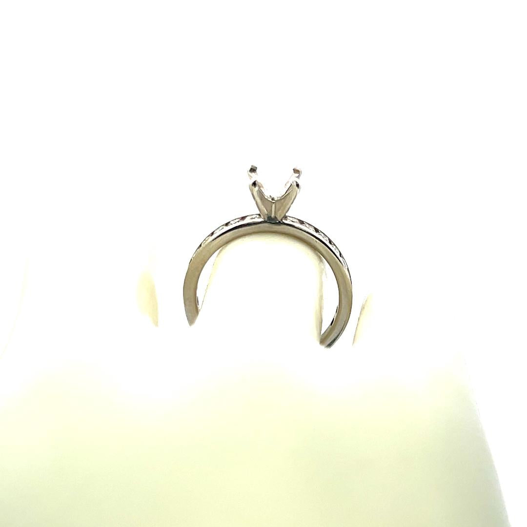 0.54 Carat Round Brilliant H SI Diamond 14 Karat White Gold Semi Mount Ring
