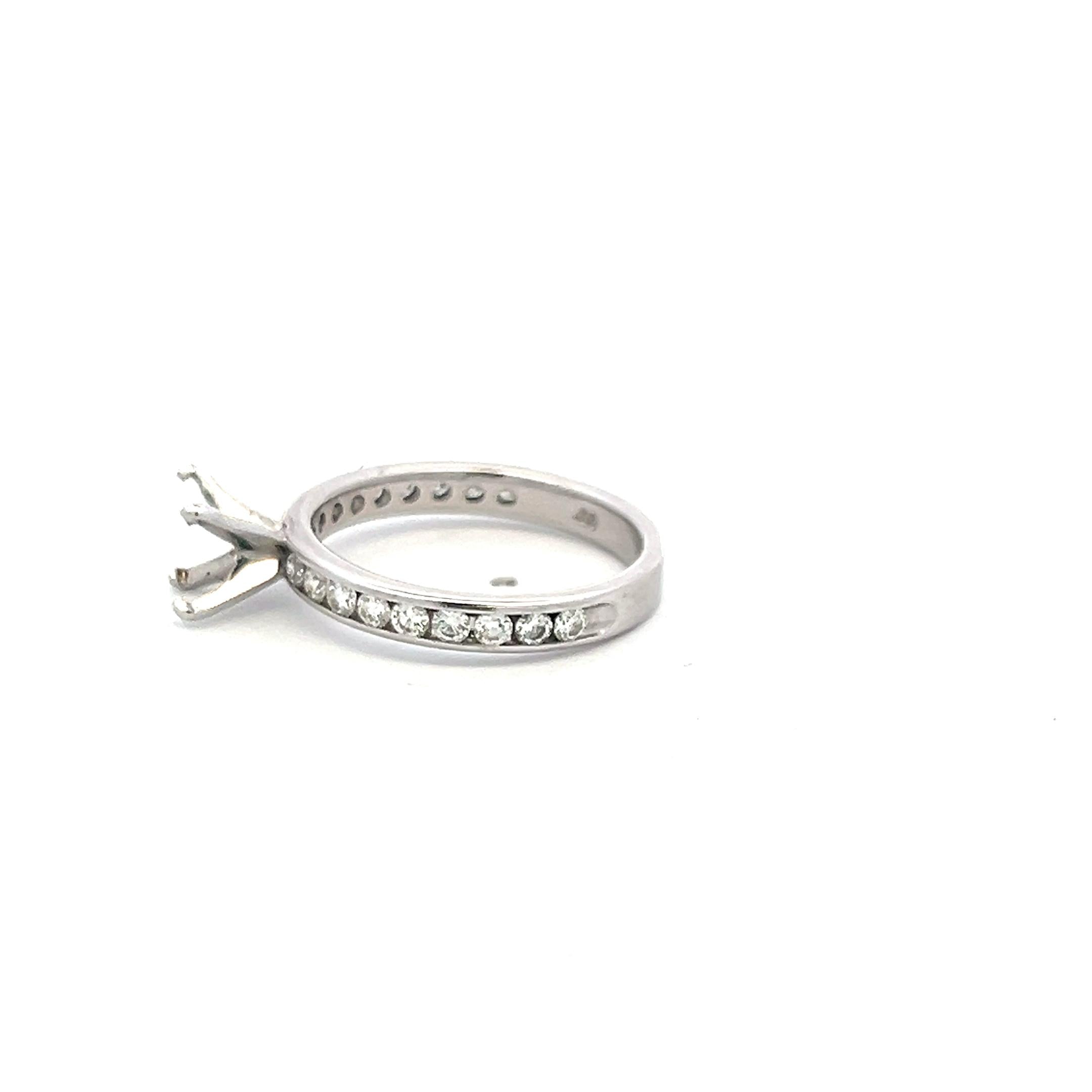 0.54 Carat Round Brilliant H SI Diamond 14 Karat White Gold Semi Mount Ring