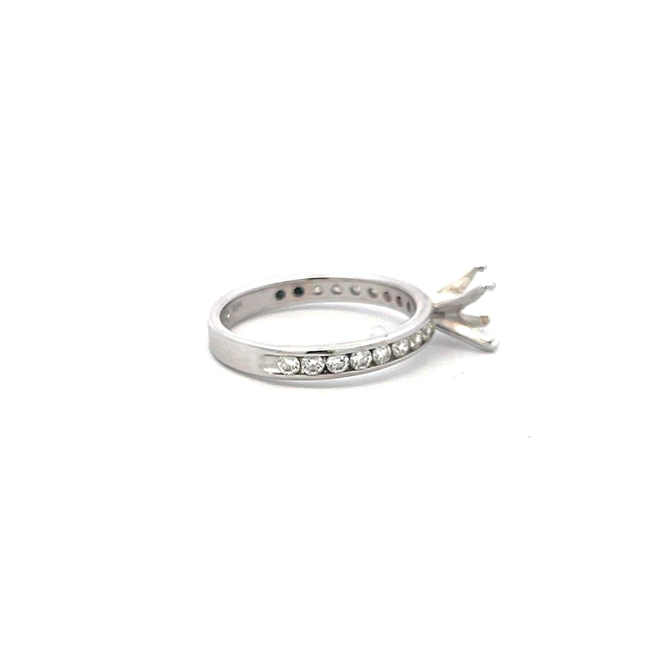 0.54 Carat Round Brilliant H SI Diamond 14 Karat White Gold Semi Mount Ring