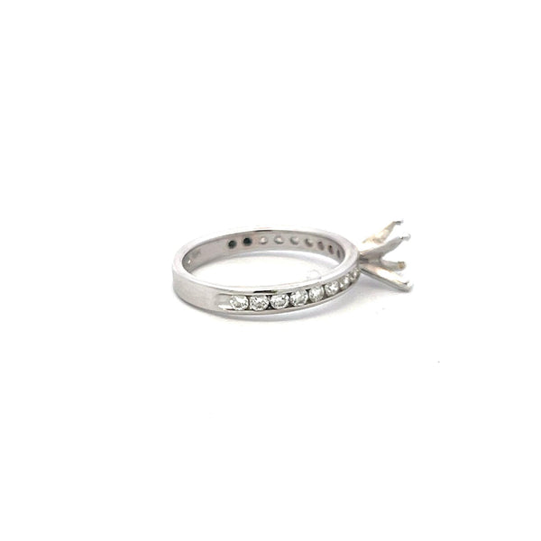 0.54 Carat Round Brilliant H SI Diamond 14 Karat White Gold Semi Mount Ring
