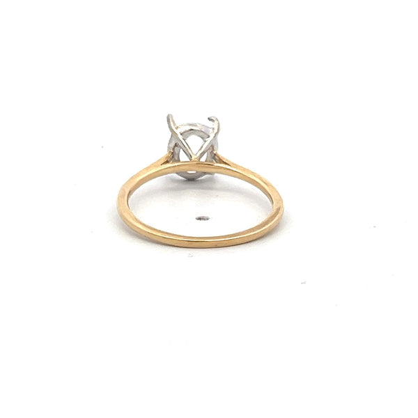 14 Karat Two Tone Gold Semi Mount Ring Size 5 Holds 1.30 Carat Stone