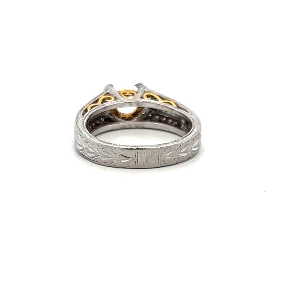 0.31 Carat Round Brilliant and Princess Cut Diamond 14K Gold Semi Mount Ring