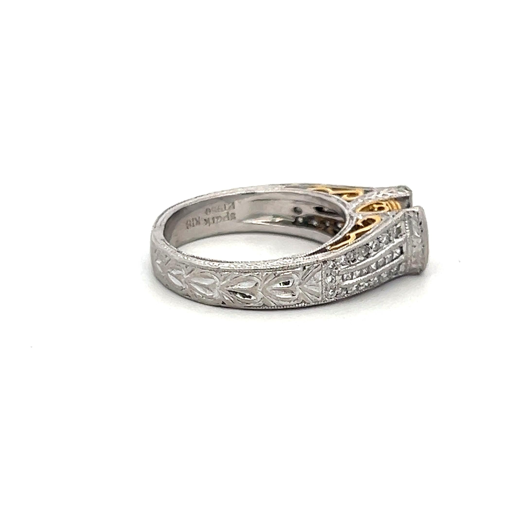 0.31 Carat Round Brilliant and Princess Cut Diamond 14K Gold Semi Mount Ring