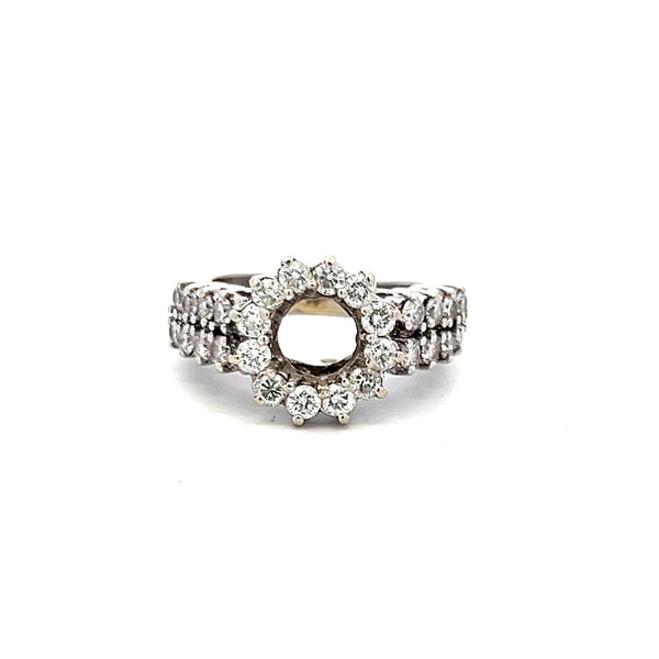 1.79 Carat Round Brilliant F SI Diamond Gold Semi Mount Ring
