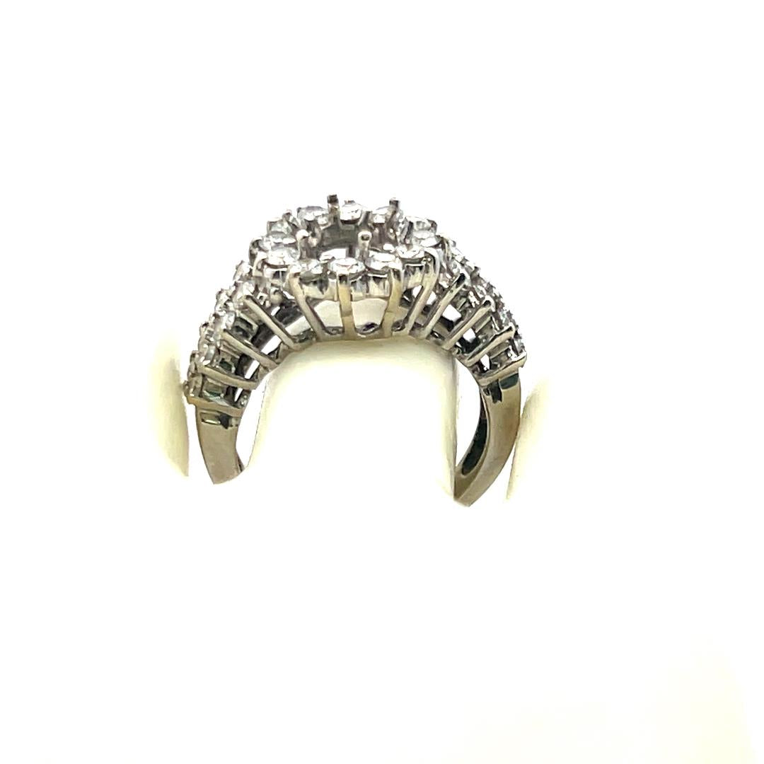 1.79 Carat Round Brilliant F SI Diamond Gold Semi Mount Ring