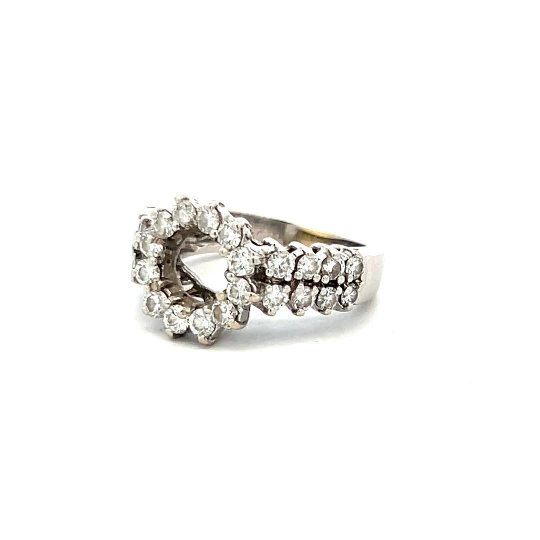 1.79 Carat Round Brilliant F SI Diamond Gold Semi Mount Ring