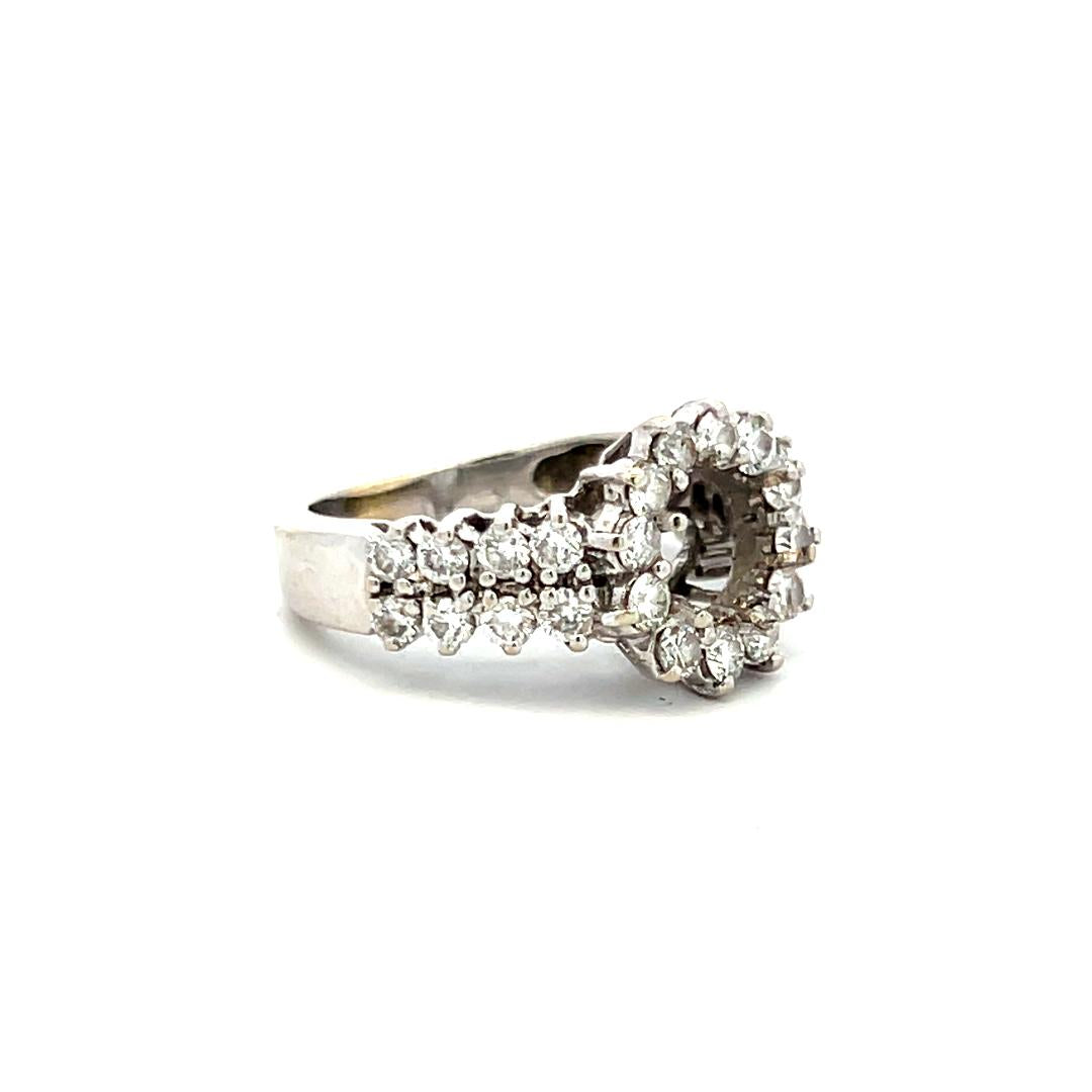1.79 Carat Round Brilliant F SI Diamond Gold Semi Mount Ring