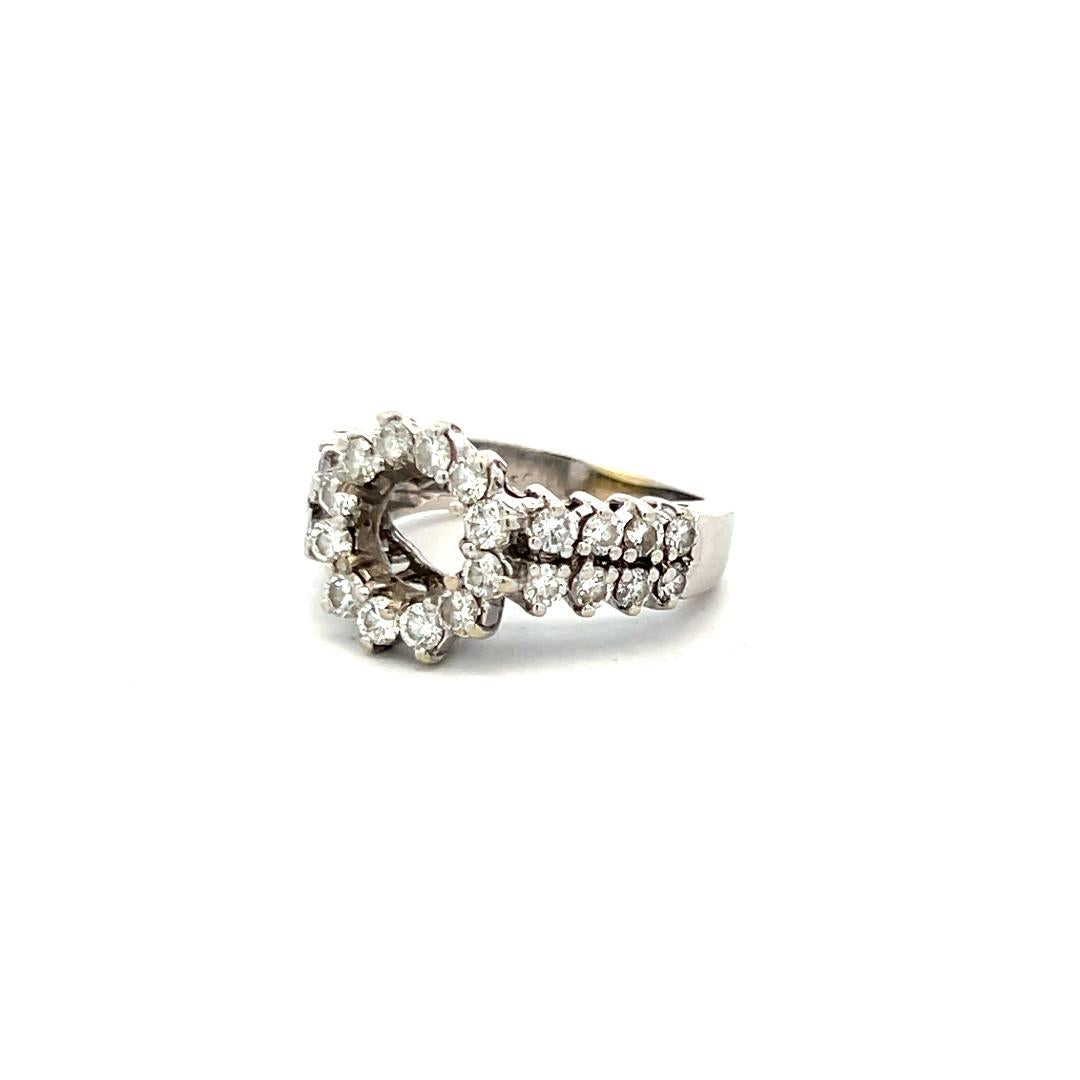 1.79 Carat Round Brilliant F SI Diamond Gold Semi Mount Ring