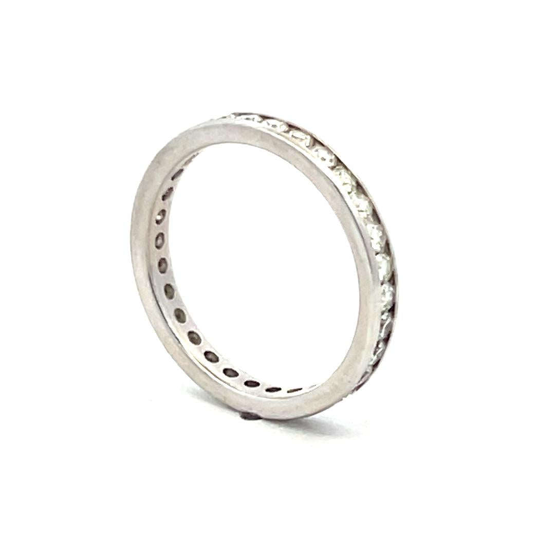 1.00 Carat Round Brilliant G SI Diamond 14 Karat White Gold Eternity Band Ring