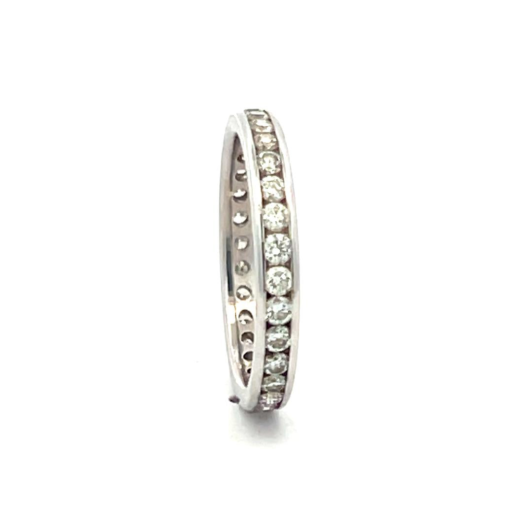 1.00 Carat Round Brilliant G SI Diamond 14 Karat White Gold Eternity Band Ring