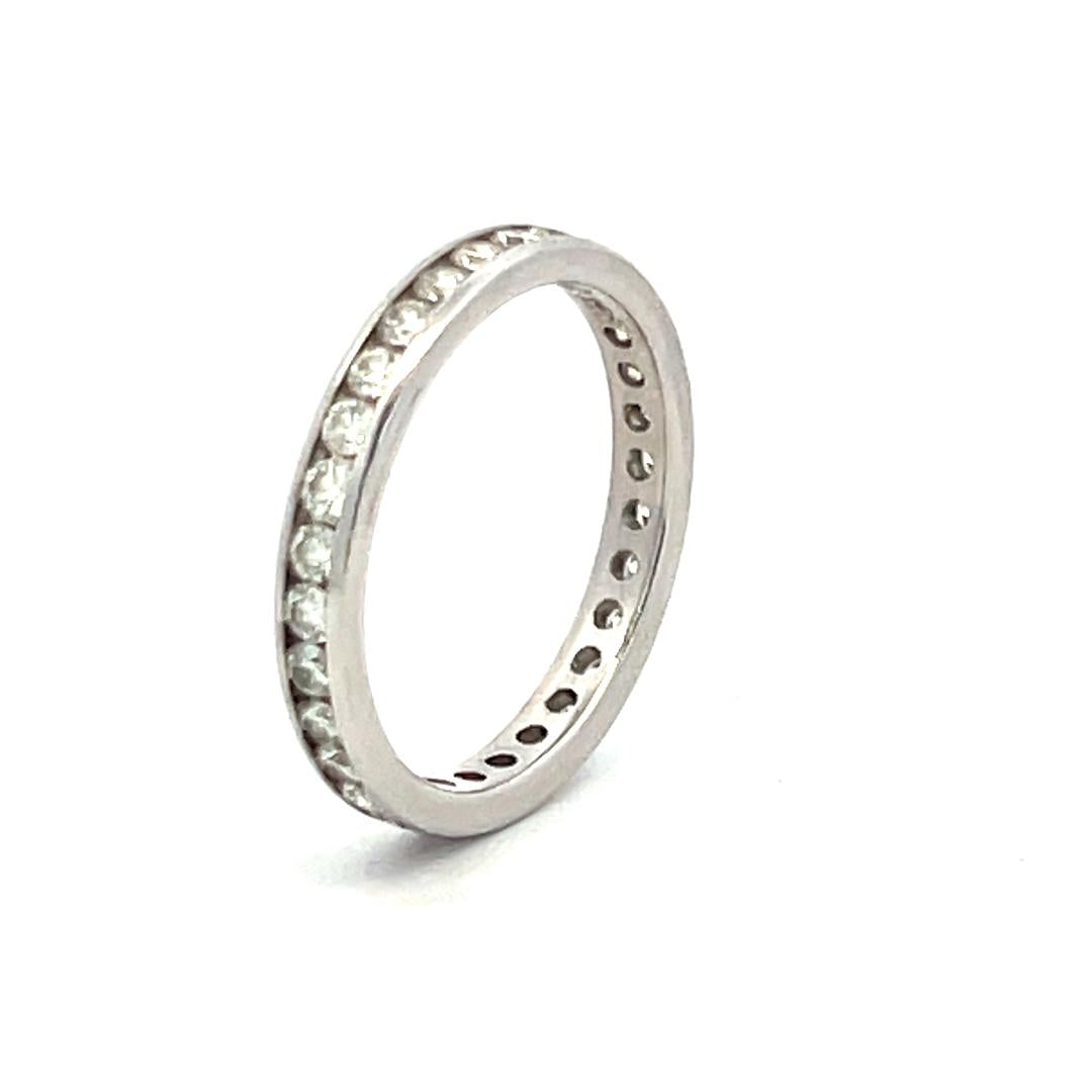 1.00 Carat Round Brilliant G SI Diamond 14 Karat White Gold Eternity Band Ring