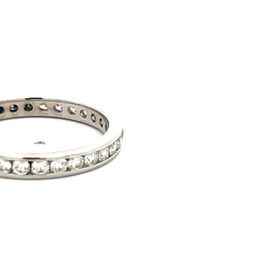 1.00 Carat Round Brilliant G SI Diamond 14 Karat White Gold Eternity Band Ring