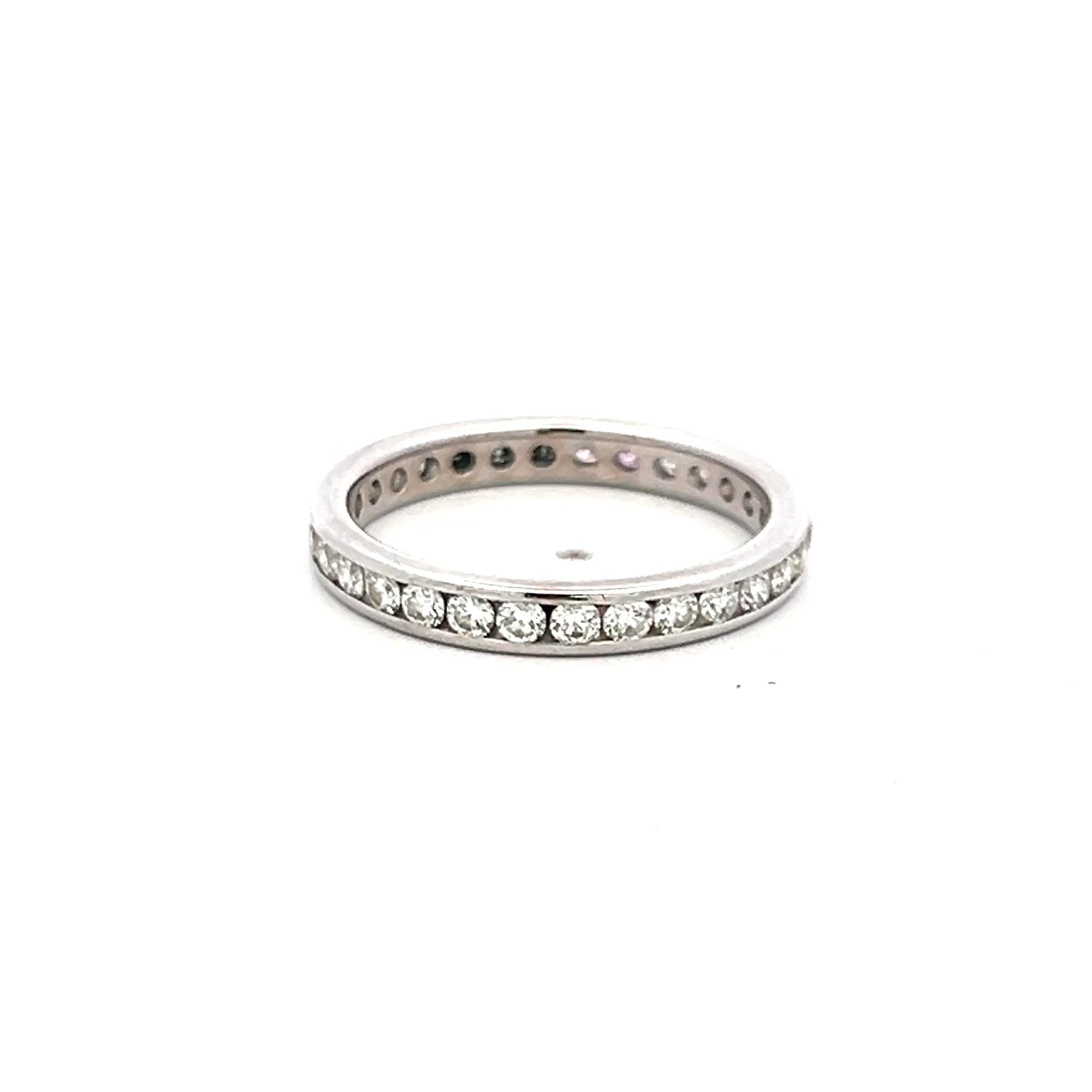 1.00 Carat Round Brilliant G SI Diamond 14 Karat White Gold Eternity Band Ring