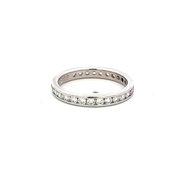 1.00 Carat Round Brilliant G SI Diamond 14 Karat White Gold Eternity Band Ring