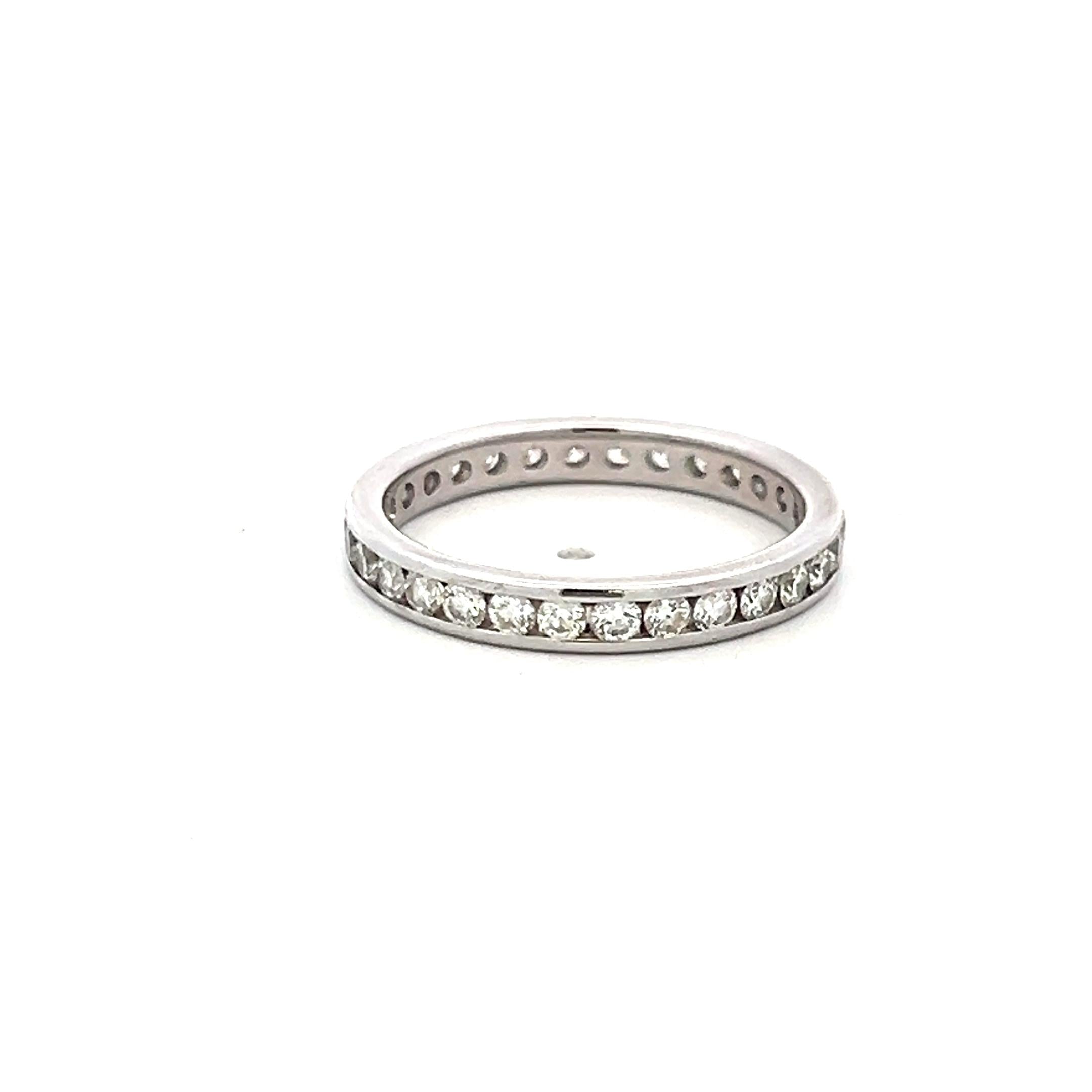 1.00 Carat Round Brilliant G SI Diamond 14 Karat White Gold Eternity Band Ring