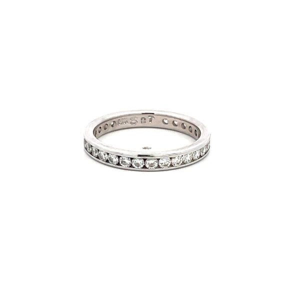 1.00 Carat Round Brilliant G SI Diamond 14 Karat White Gold Eternity Band Ring