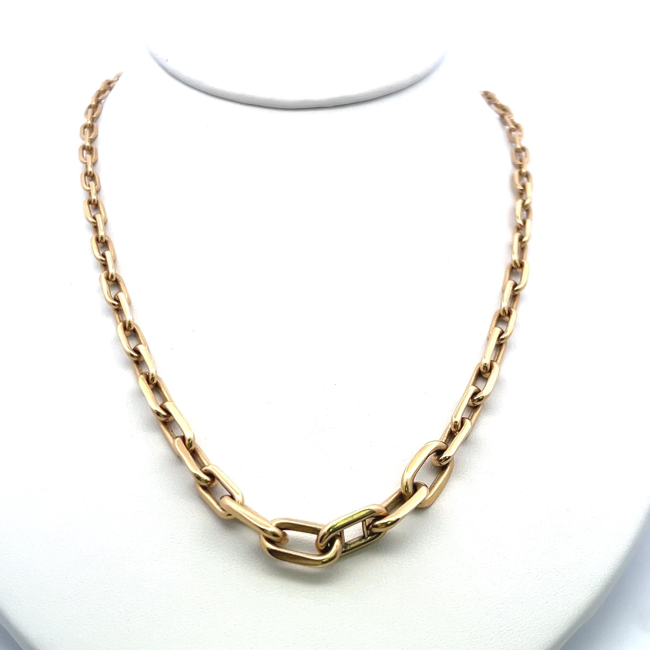 Vintage 34.10 Grams 18 Inch Long 14 Karat Yellow Gold Link Necklace