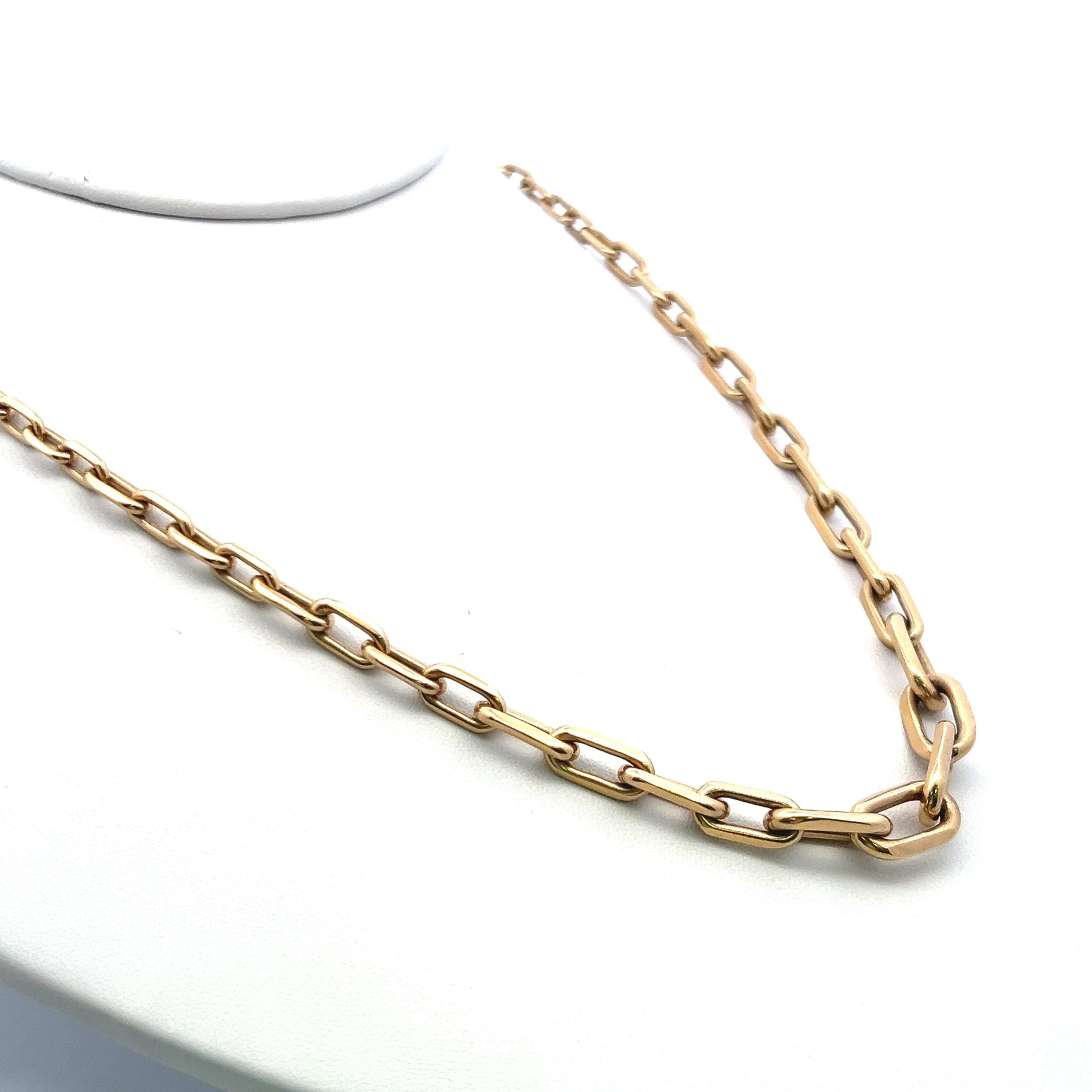 Vintage 34.10 Grams 18 Inch Long 14 Karat Yellow Gold Link Necklace