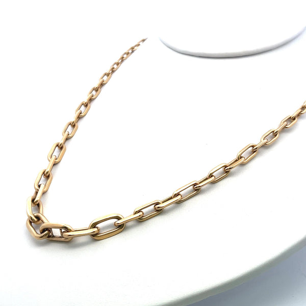 Vintage 34.10 Grams 18 Inch Long 14 Karat Yellow Gold Link Necklace