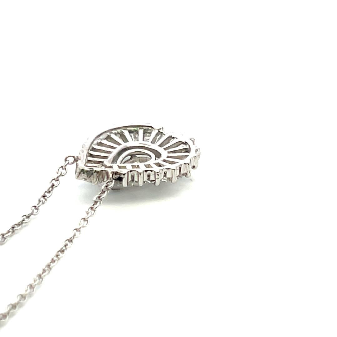 2.32ct Pear, Asscher & Baguette Diamond 14K White Gold Vintage Pendant Necklace