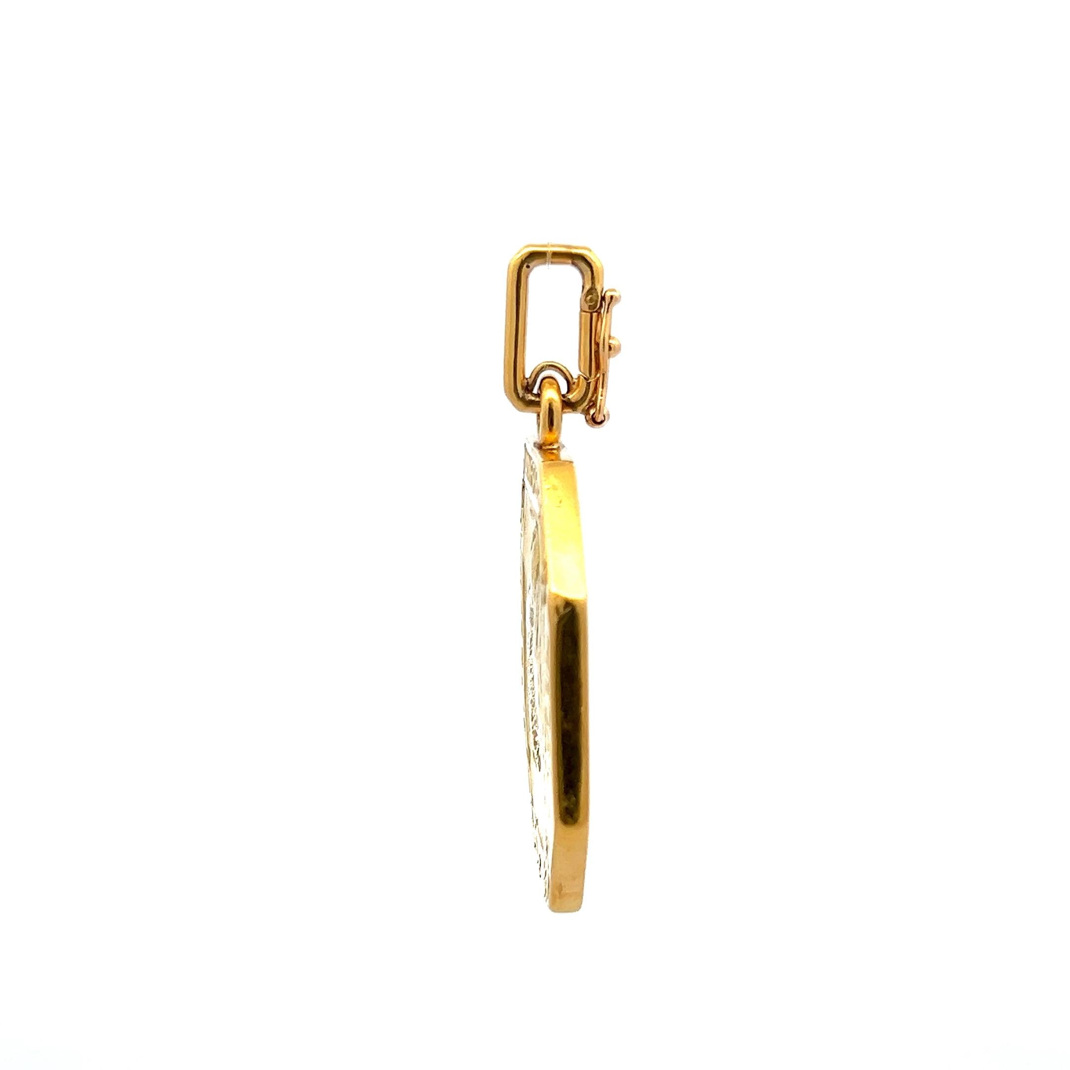 Vintage 60.98 Grams Tiger Medal 18 Karat Yellow Gold Pendant