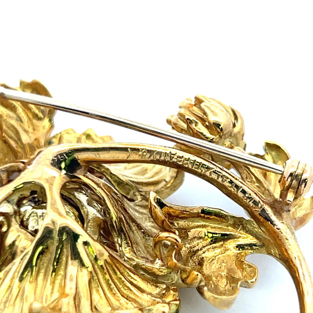 Tiffany & Co Vintage 33.72 Grams 18 Karat Yellow Gold Sunflower Pin Brooch