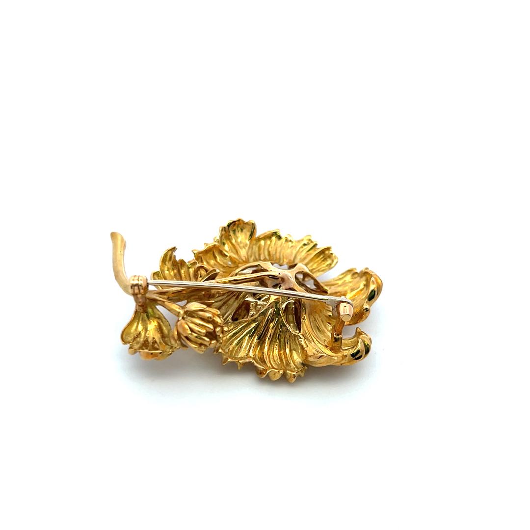 Tiffany & Co Vintage 33.72 Grams 18 Karat Yellow Gold Sunflower Pin Brooch